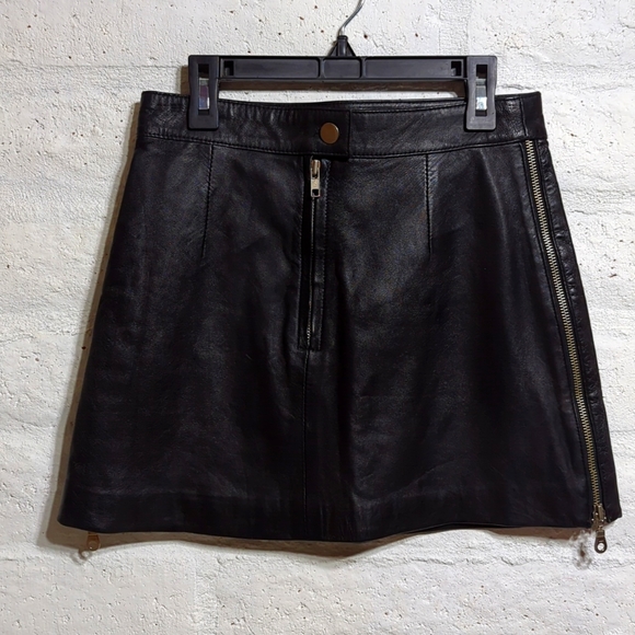 Vintage Genuine Leather Mini Skirt Sz 4 - Picture 3 of 9